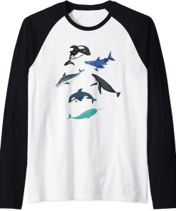 orca plush shark tee shark tee women shark mouth Raglan Baseball Tee